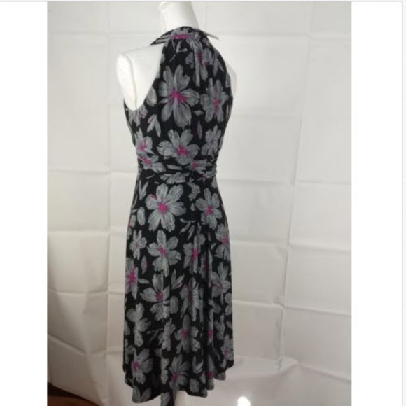 Evan Picone floral black midi ruffled dress Size 4 - Picture 4 of 6